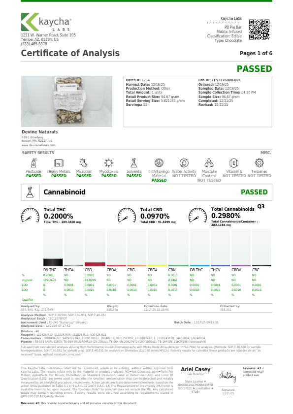 Devine 300mg Chocolate Bar