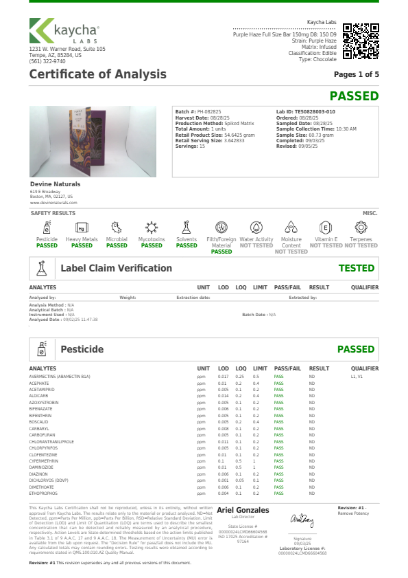 Devine 300mg Chocolate Bar