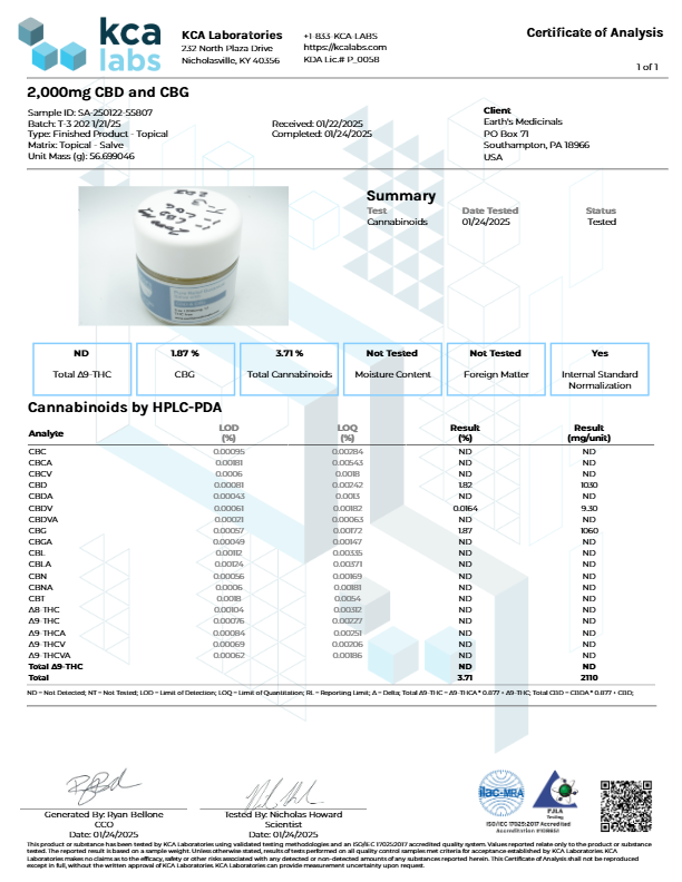 Earth's Medicinals Organic Body Salve